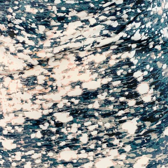 KAREN MILLEN Size 4 Black Green White Acetate Blend Abstract Mesh Sleeves Dress - Picture 2 of 6